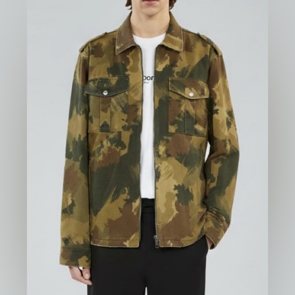 The Kooples men’s Regular Fit‎ Camo Military jean Jacket Camouflage size small